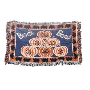 Vintage Halloween Pumpkin & Bats Boo!! Rug Adult's Large Orange & Black Retro